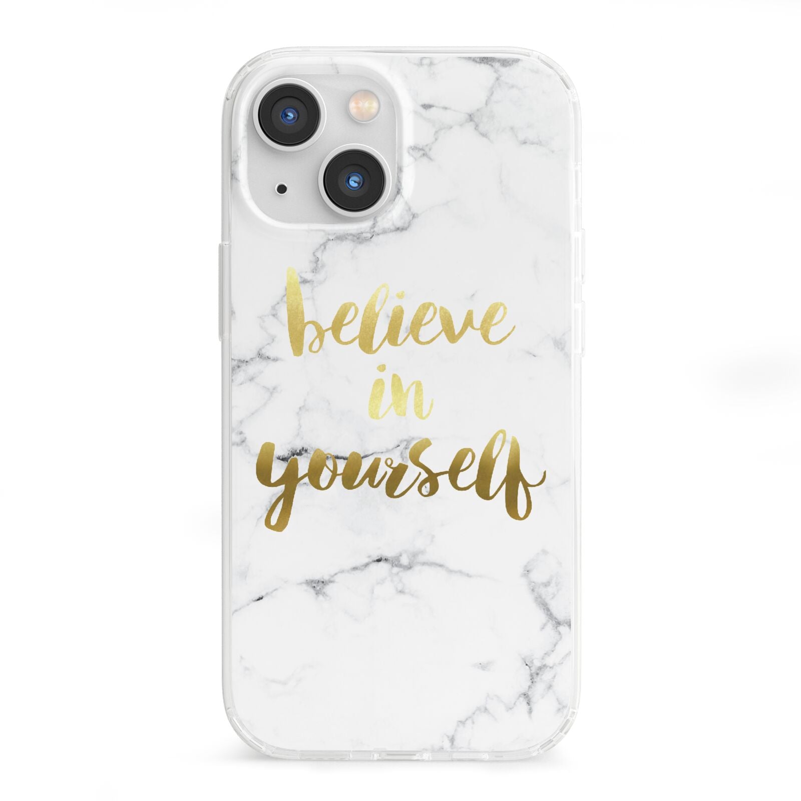 Believe In Yourself Gold Marble iPhone 13 Mini Clear Bumper Case