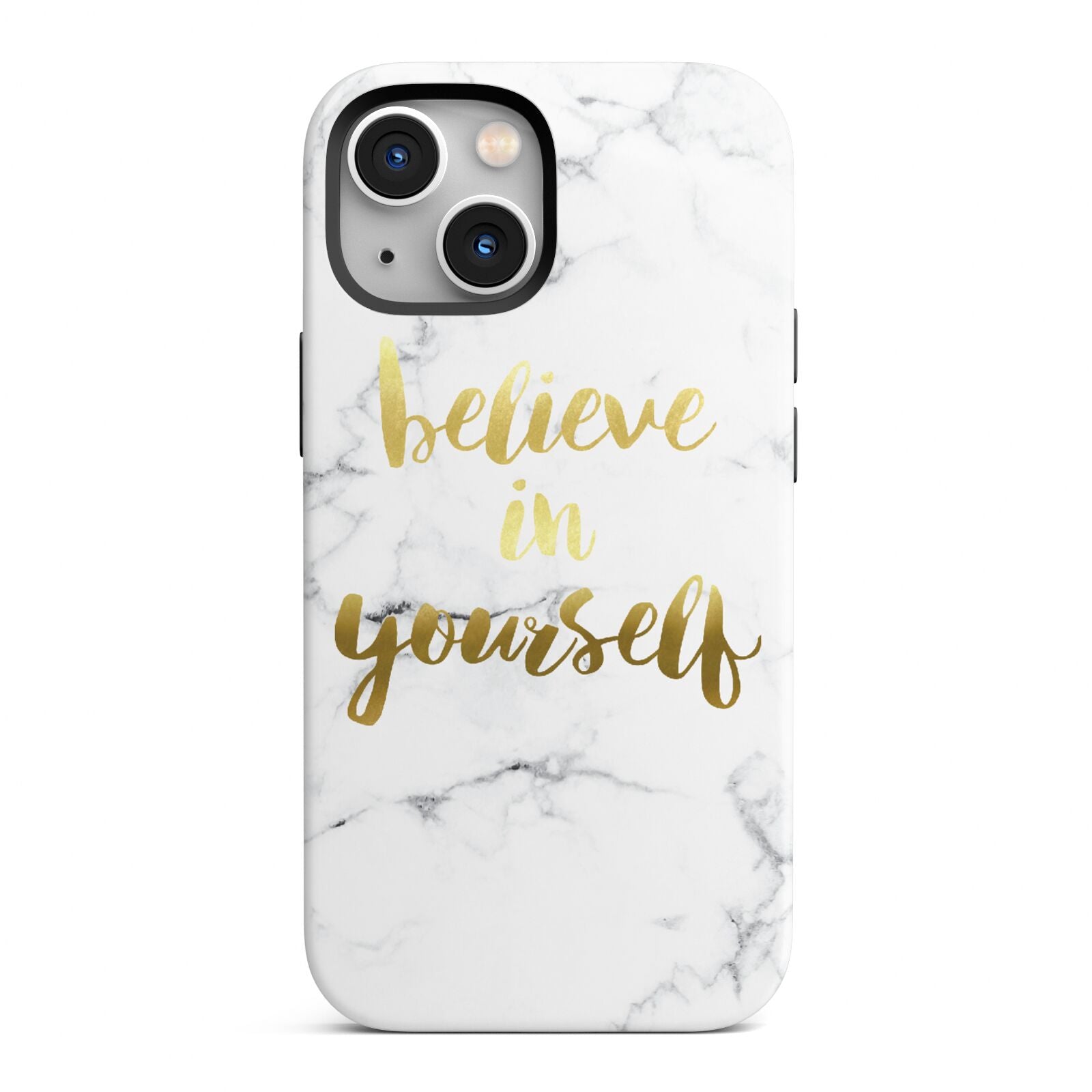 Believe In Yourself Gold Marble iPhone 13 Mini Full Wrap 3D Tough Case