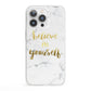Believe In Yourself Gold Marble iPhone 13 Pro Clear Bumper Case