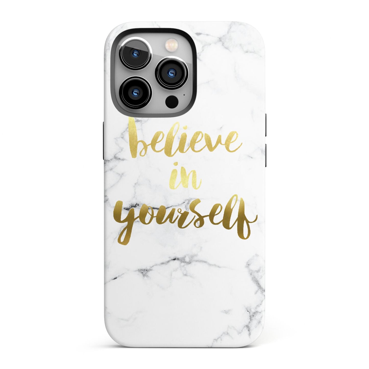Believe In Yourself Gold Marble iPhone 13 Pro Full Wrap 3D Tough Case