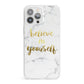 Believe In Yourself Gold Marble iPhone 13 Pro Max Clear Bumper Case
