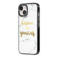 Believe In Yourself Gold Marble iPhone 14 Black Impact Case Side Angle on Silver phone