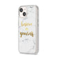 Believe In Yourself Gold Marble iPhone 14 Clear Tough Case Starlight Angled Image