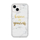 Believe In Yourself Gold Marble iPhone 14 Clear Tough Case Starlight