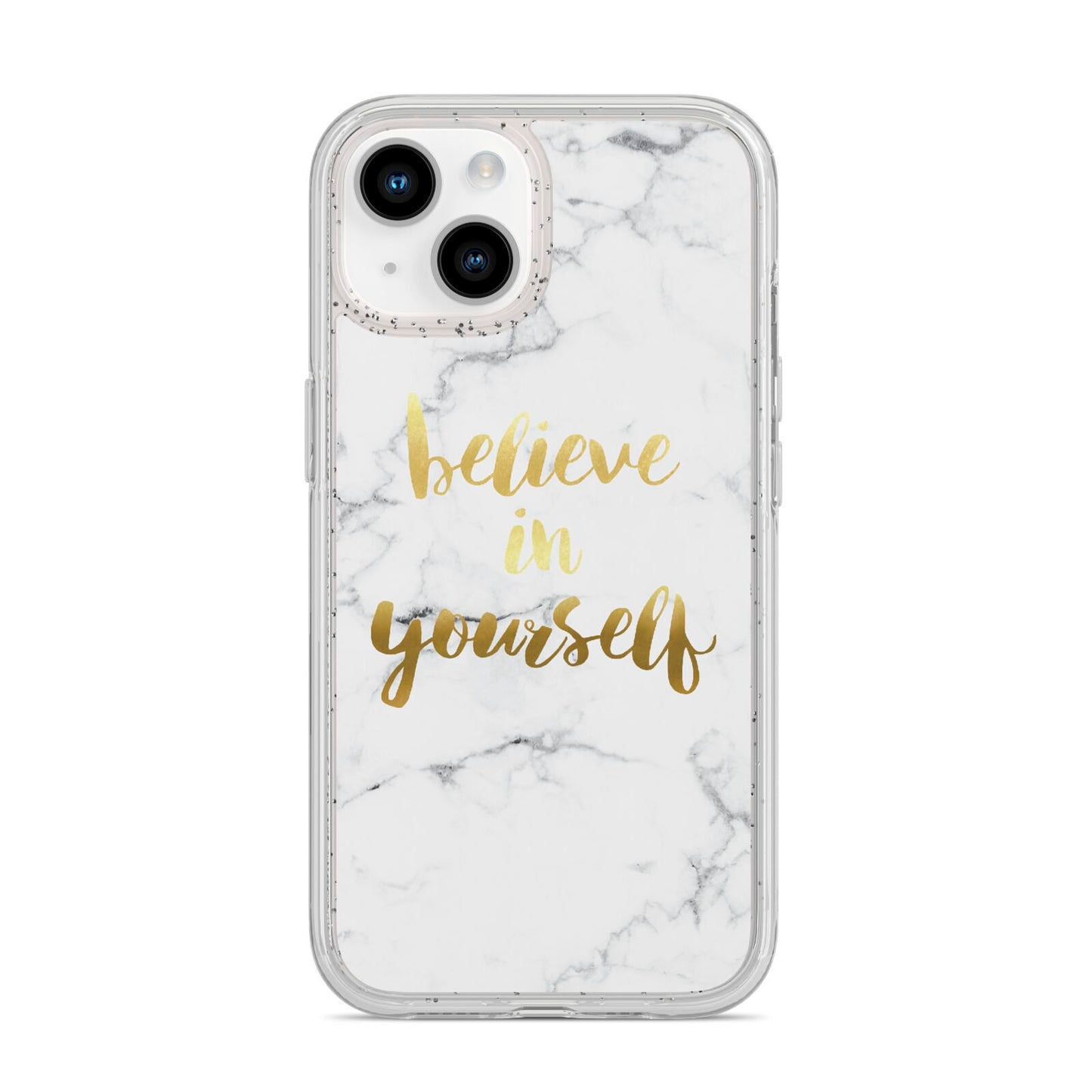 Believe In Yourself Gold Marble iPhone 14 Glitter Tough Case Starlight