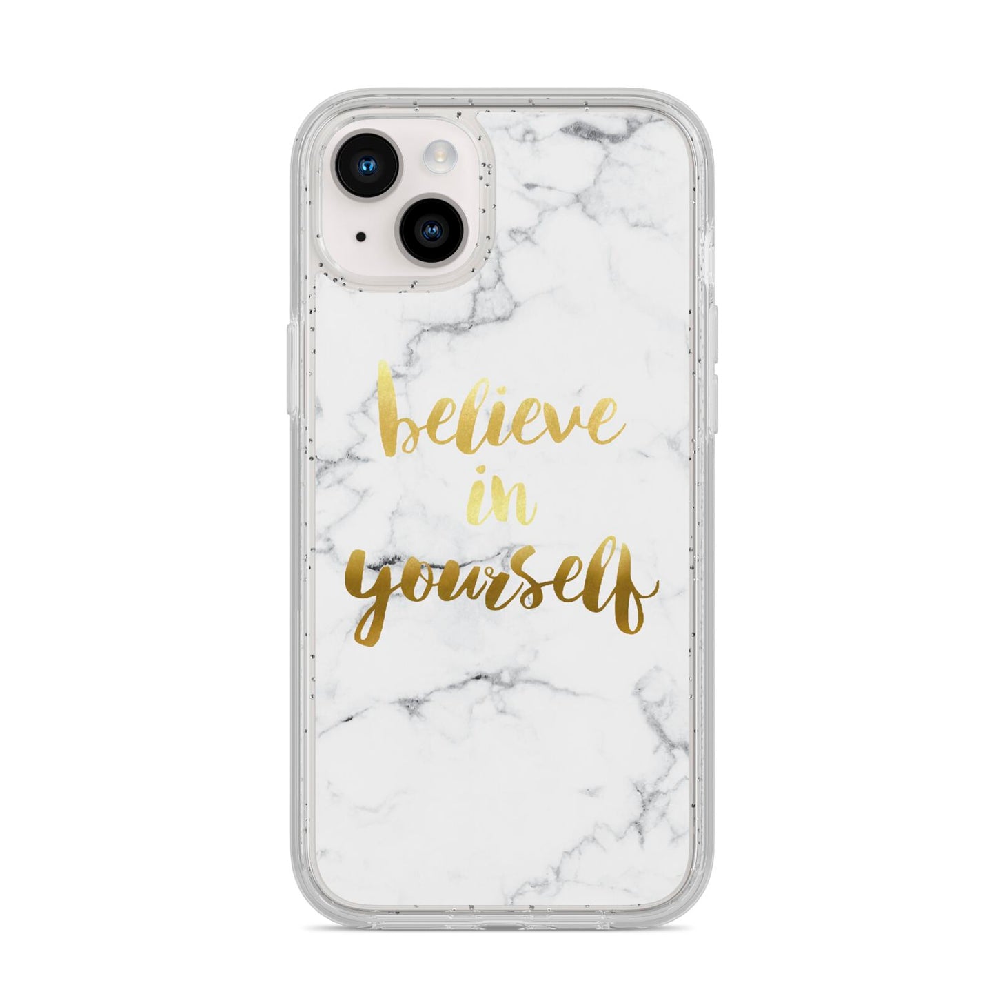 Believe In Yourself Gold Marble iPhone 14 Plus Glitter Tough Case Starlight