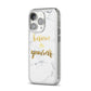 Believe In Yourself Gold Marble iPhone 14 Pro Clear Tough Case Silver Angled Image