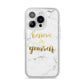 Believe In Yourself Gold Marble iPhone 14 Pro Clear Tough Case Silver