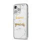 Believe In Yourself Gold Marble iPhone 14 Pro Max Clear Tough Case Silver Angled Image