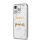 Believe In Yourself Gold Marble iPhone 14 Pro Max Glitter Tough Case Silver Angled Image