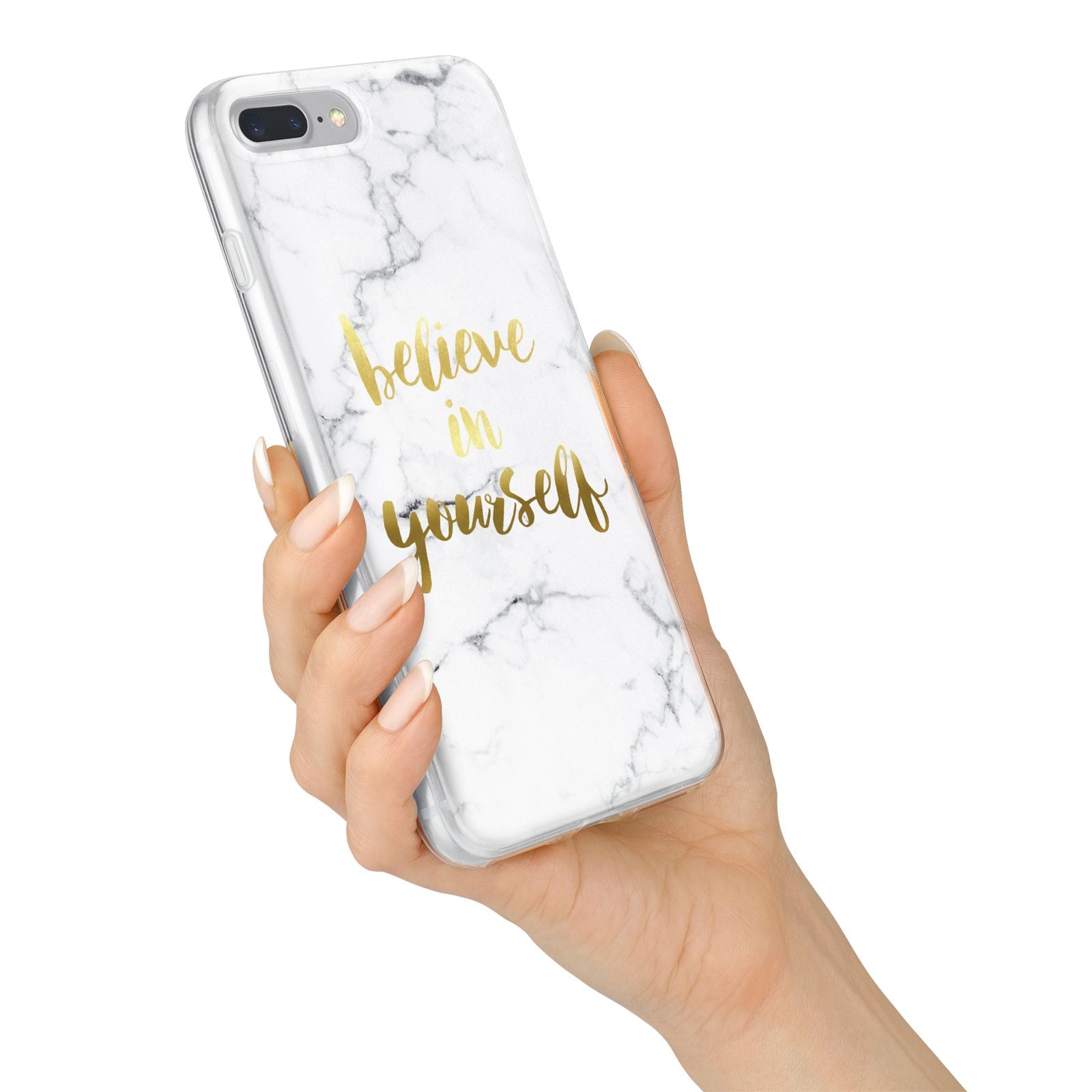 Believe In Yourself Gold Marble iPhone 7 Plus Bumper Case on Silver iPhone Alternative Image
