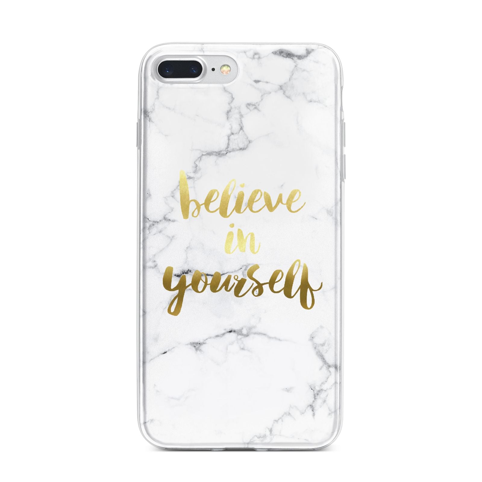 Believe In Yourself Gold Marble iPhone 7 Plus Bumper Case on Silver iPhone