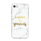 Believe In Yourself Gold Marble iPhone 8 Bumper Case on Silver iPhone