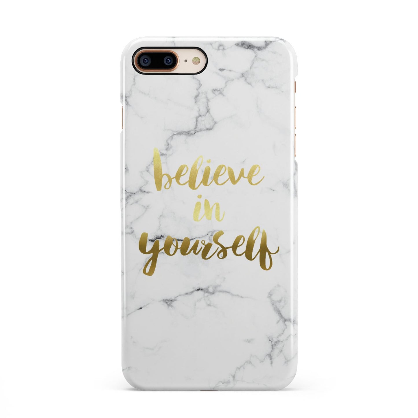 Believe In Yourself Gold Marble iPhone 8 Plus 3D Snap Case on Gold Phone