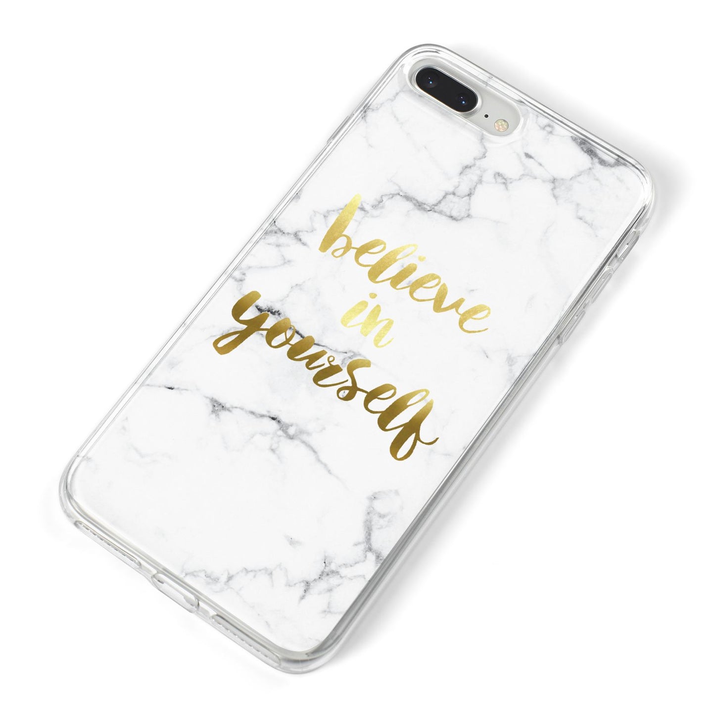 Believe In Yourself Gold Marble iPhone 8 Plus Bumper Case on Silver iPhone Alternative Image