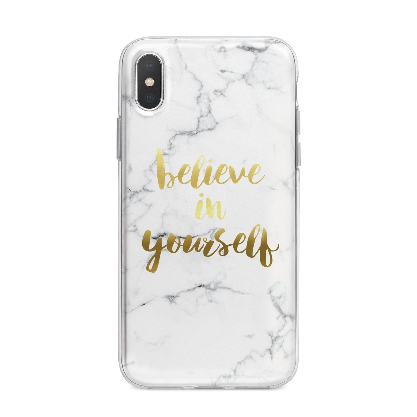 Believe In Yourself Gold Marble iPhone X Bumper Case on Silver iPhone Alternative Image 1