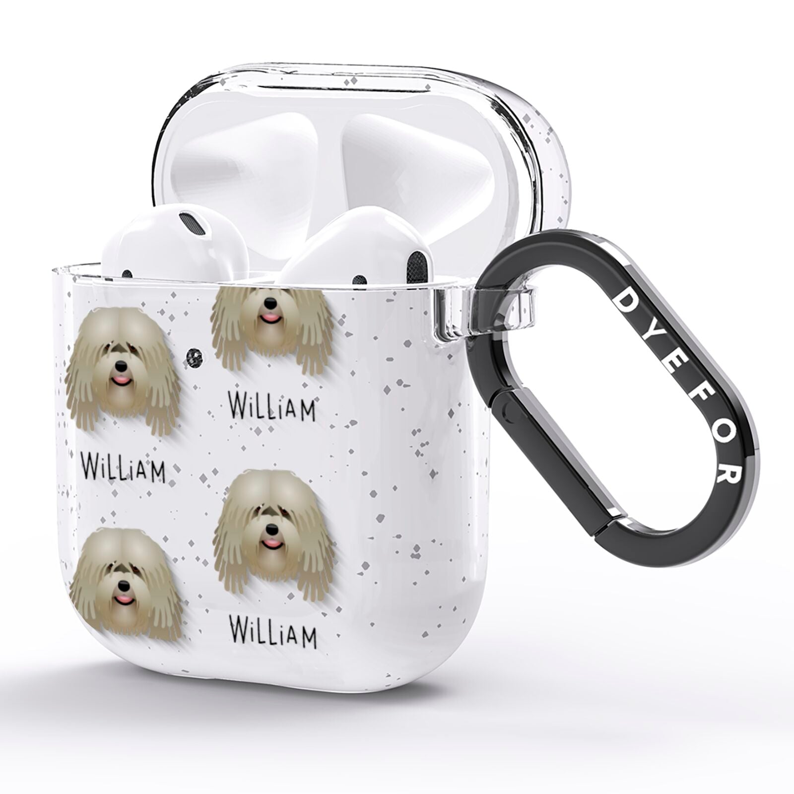 Bergamasco Icon with Name AirPods Glitter Case Side Image
