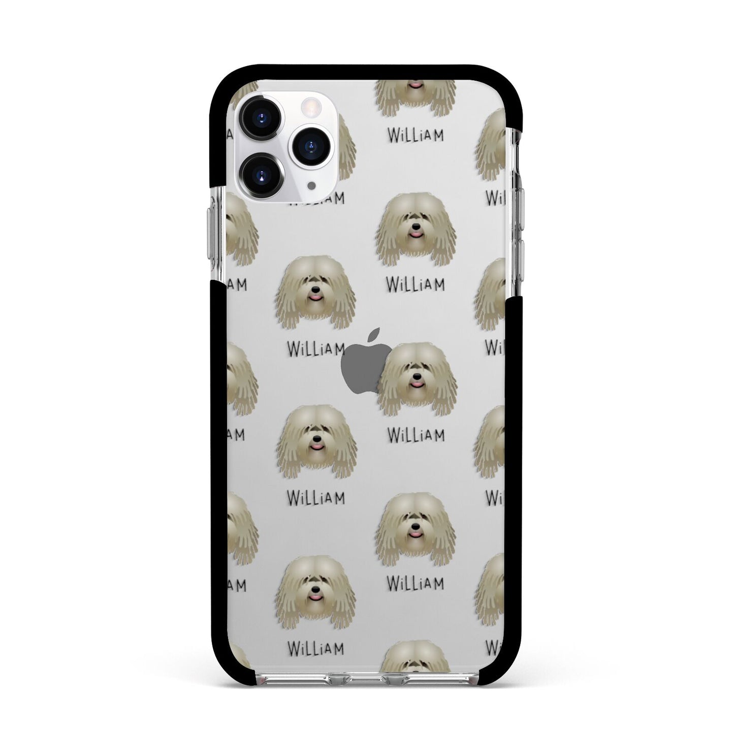 Bergamasco Icon with Name Apple iPhone 11 Pro Max in Silver with Black Impact Case