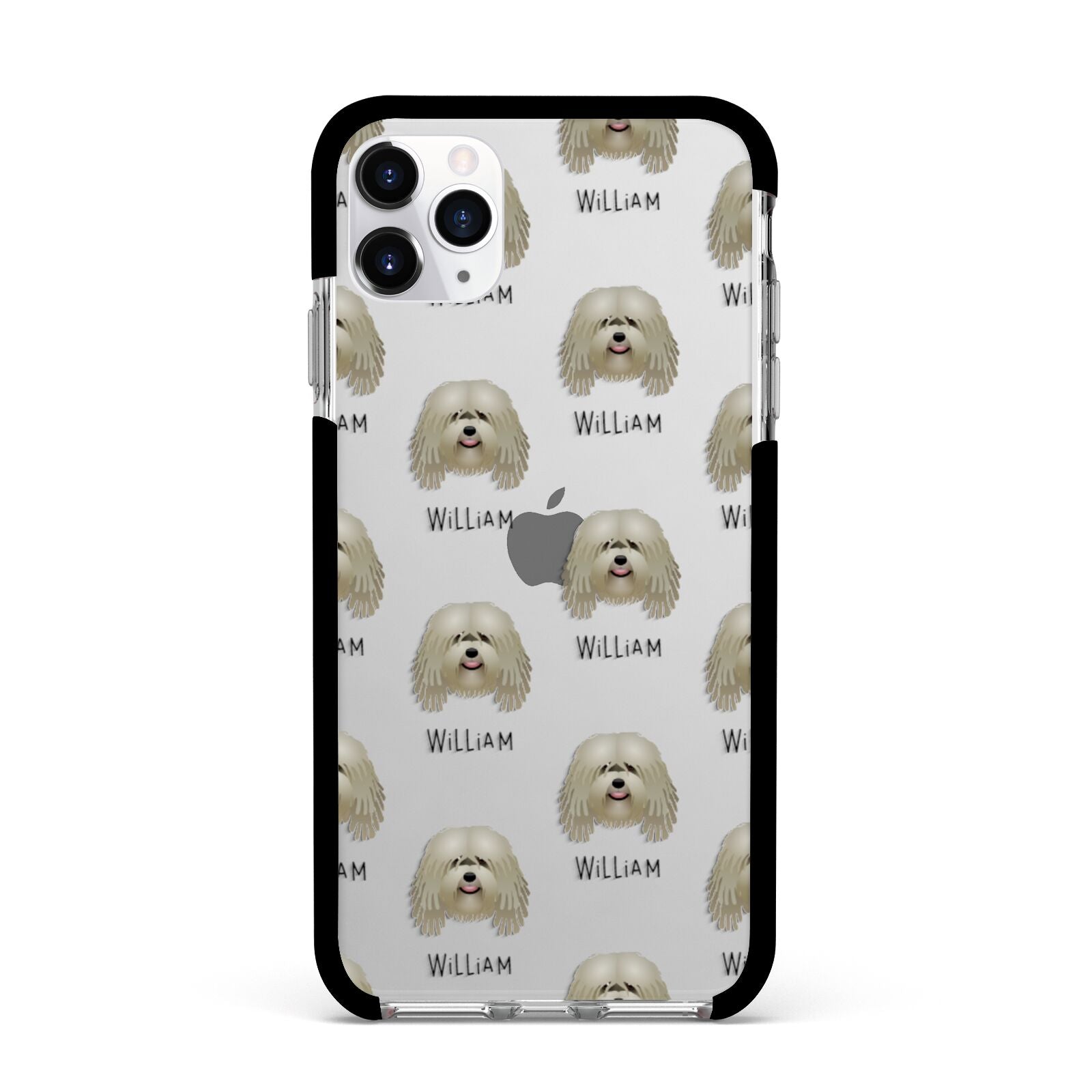 Bergamasco Icon with Name Apple iPhone 11 Pro Max in Silver with Black Impact Case