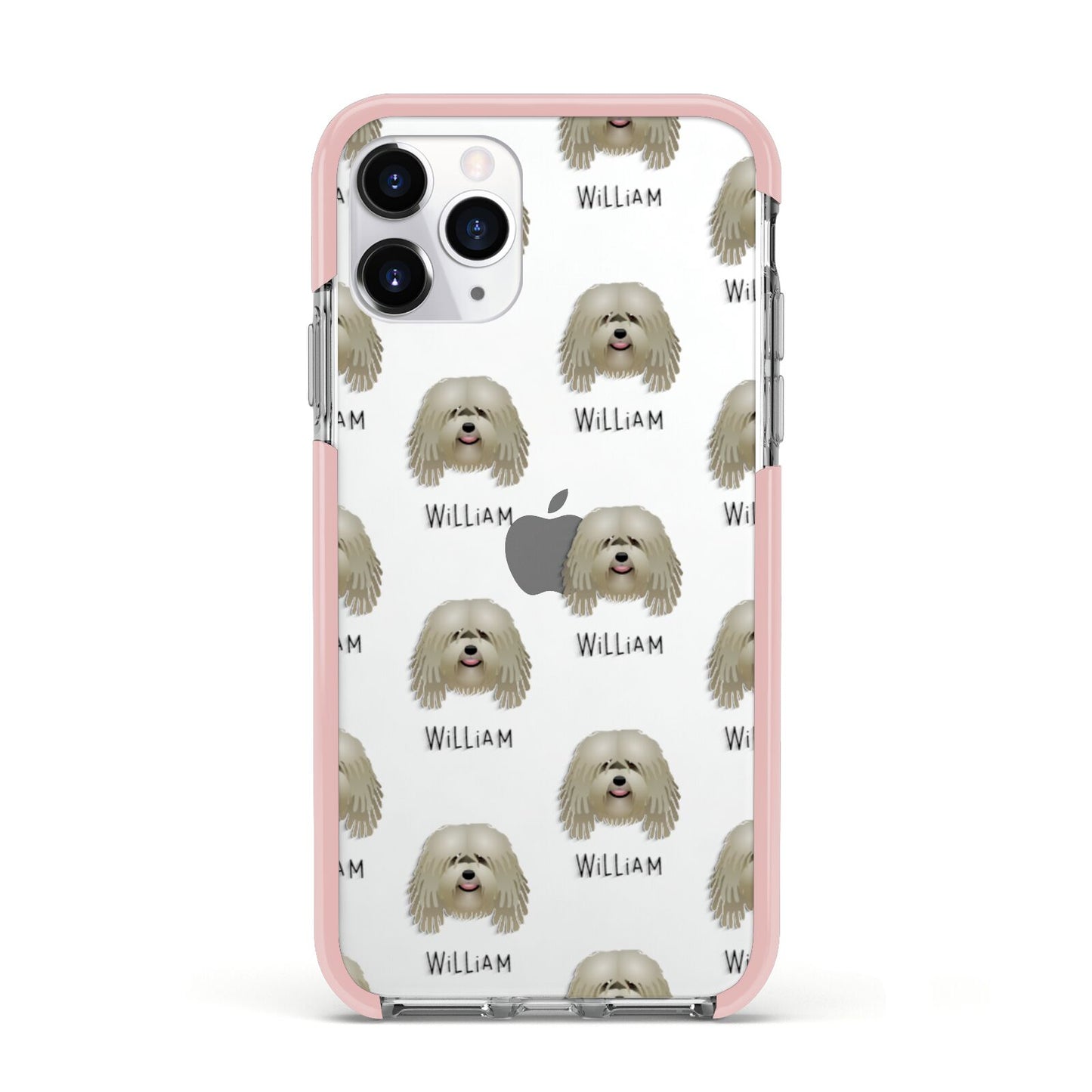 Bergamasco Icon with Name Apple iPhone 11 Pro in Silver with Pink Impact Case