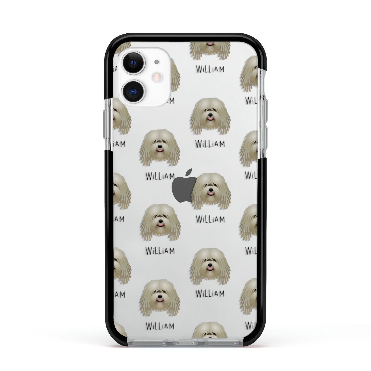 Bergamasco Icon with Name Apple iPhone 11 in White with Black Impact Case