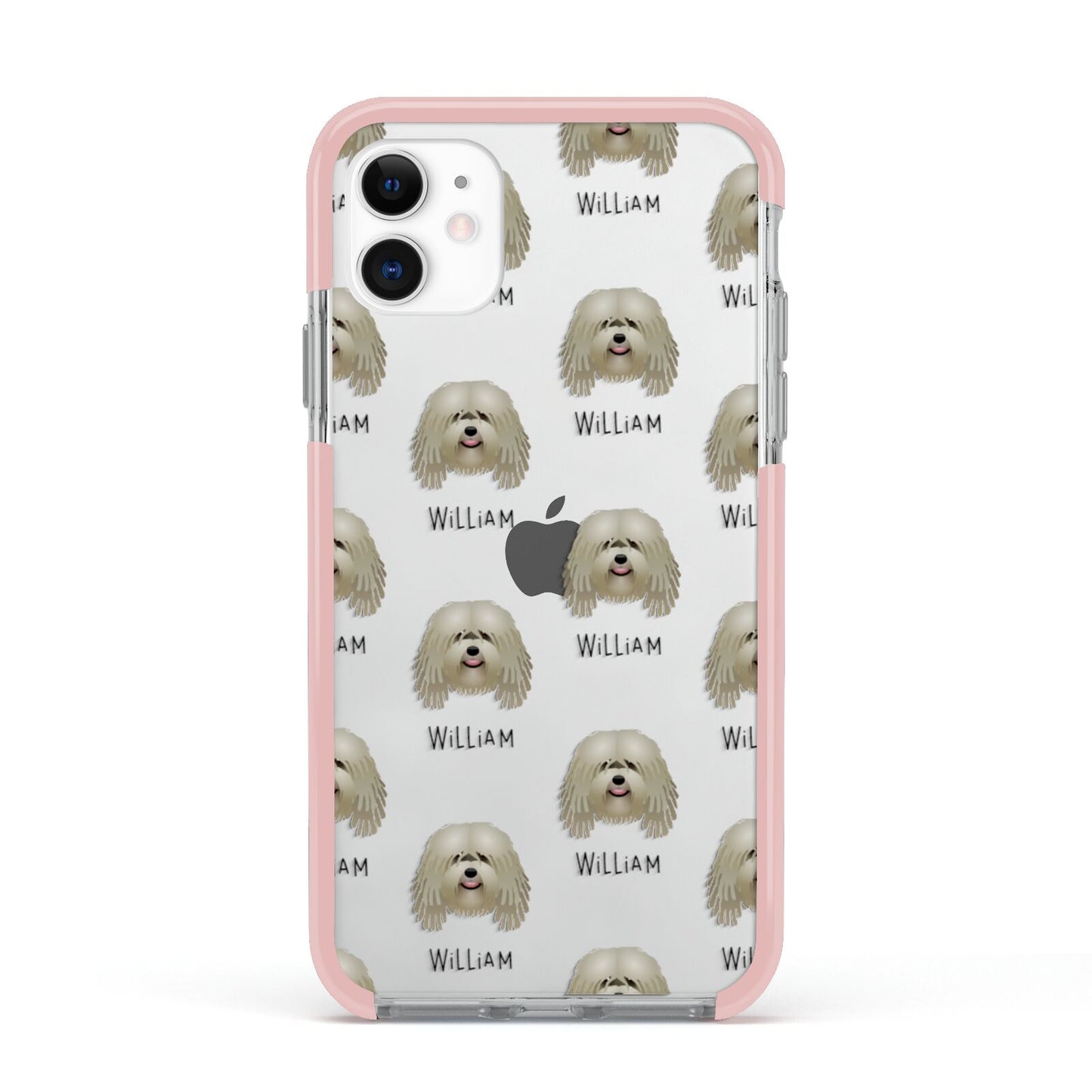 Bergamasco Icon with Name Apple iPhone 11 in White with Pink Impact Case