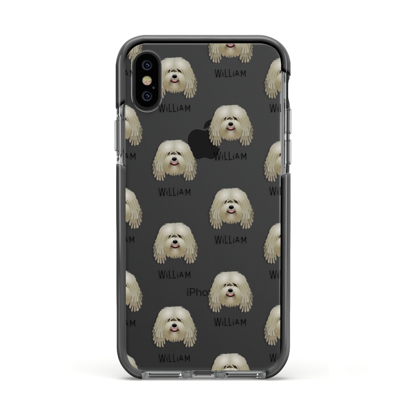 Bergamasco Icon with Name Apple iPhone Xs Impact Case Black Edge on Black Phone