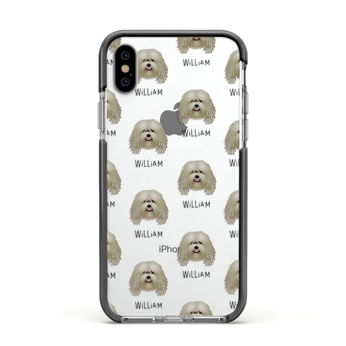 Bergamasco Icon with Name Apple iPhone Xs Impact Case Black Edge on Silver Phone