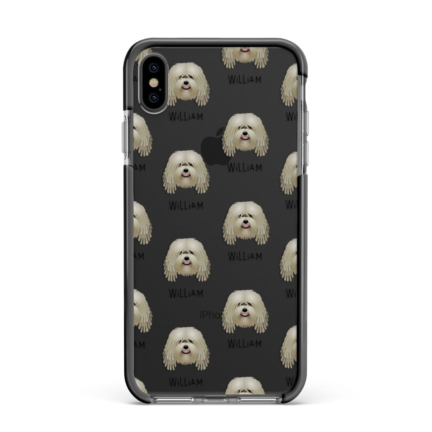 Bergamasco Icon with Name Apple iPhone Xs Max Impact Case Black Edge on Black Phone