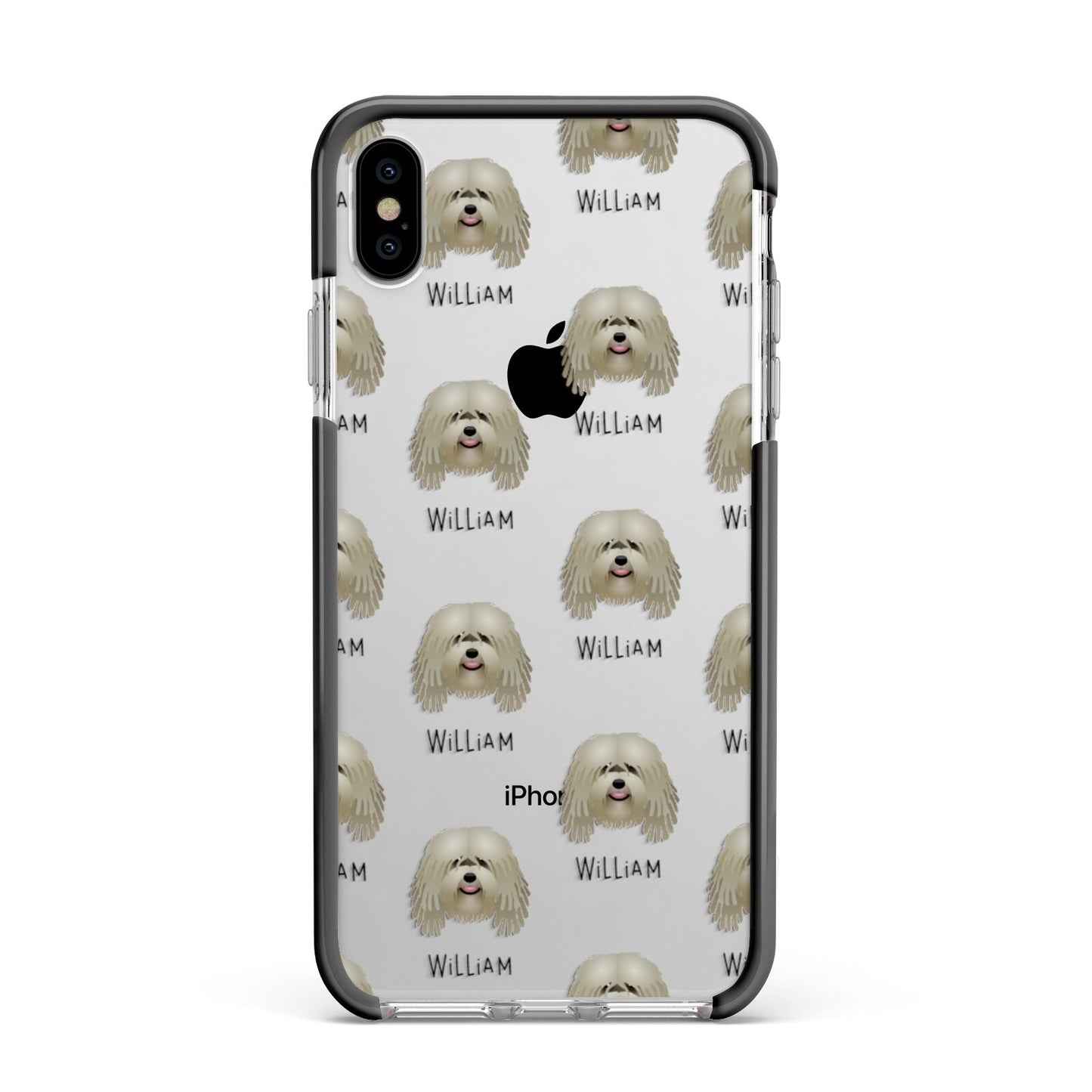 Bergamasco Icon with Name Apple iPhone Xs Max Impact Case Black Edge on Silver Phone