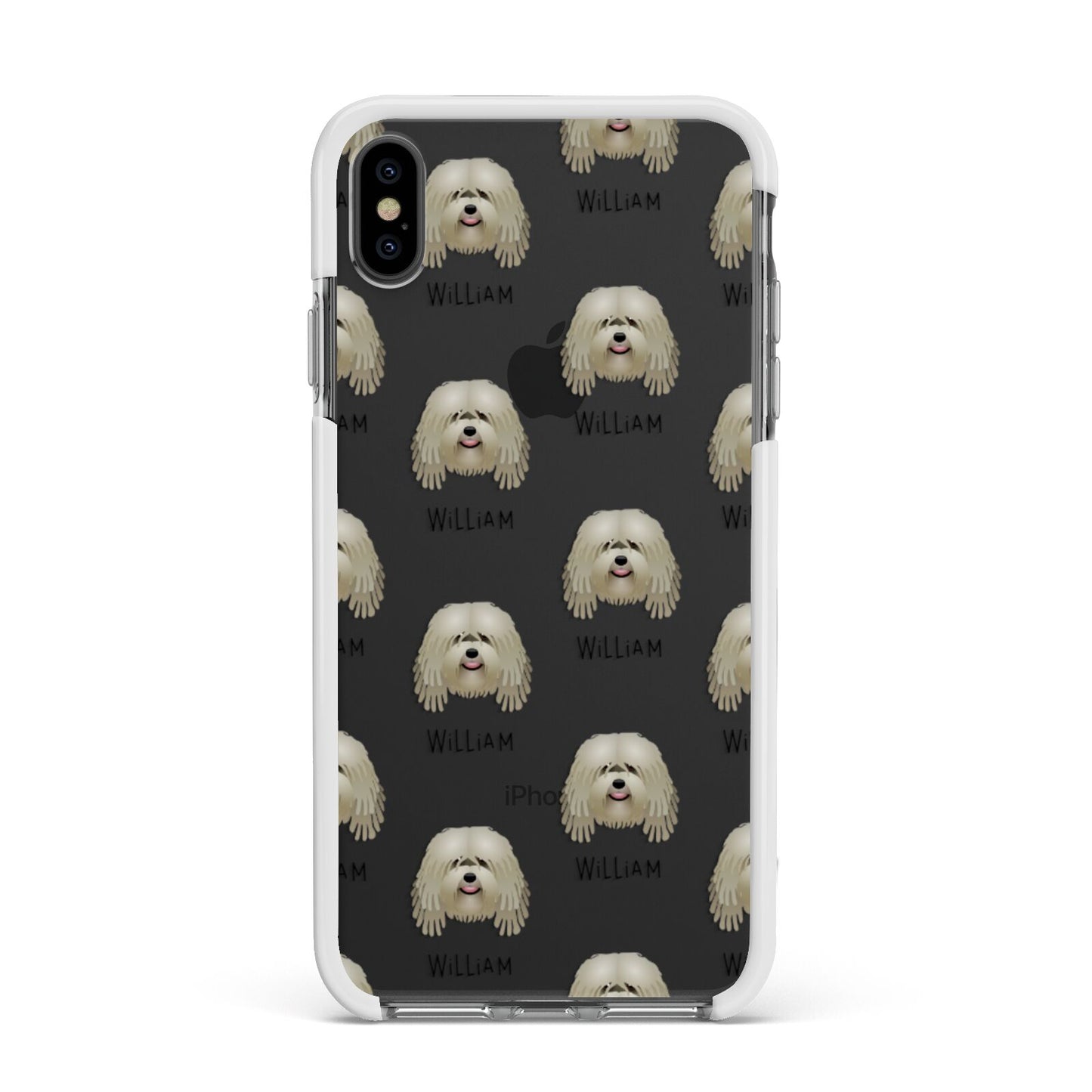Bergamasco Icon with Name Apple iPhone Xs Max Impact Case White Edge on Black Phone