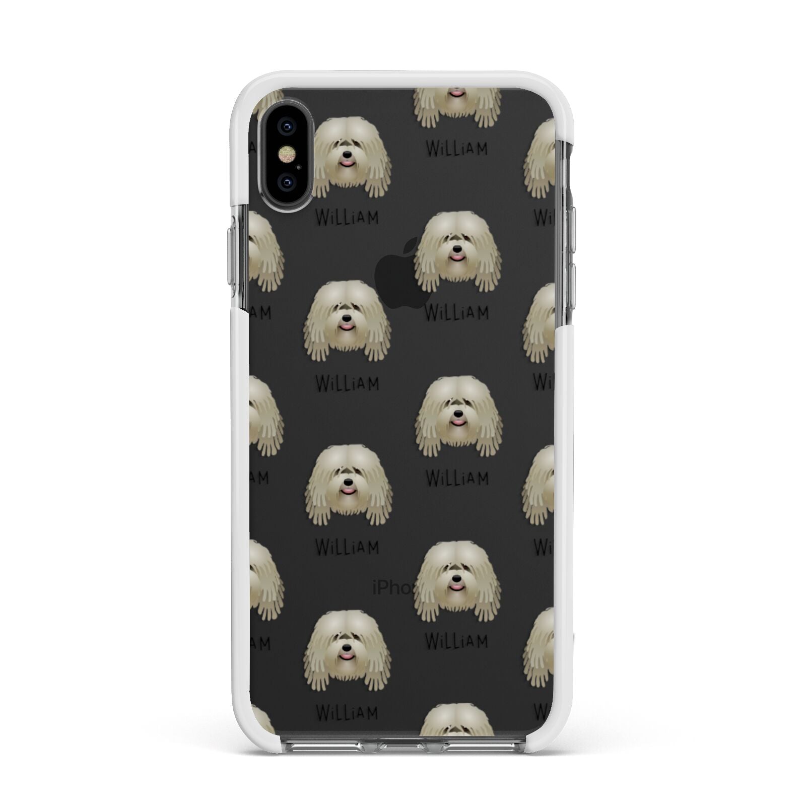 Bergamasco Icon with Name Apple iPhone Xs Max Impact Case White Edge on Black Phone