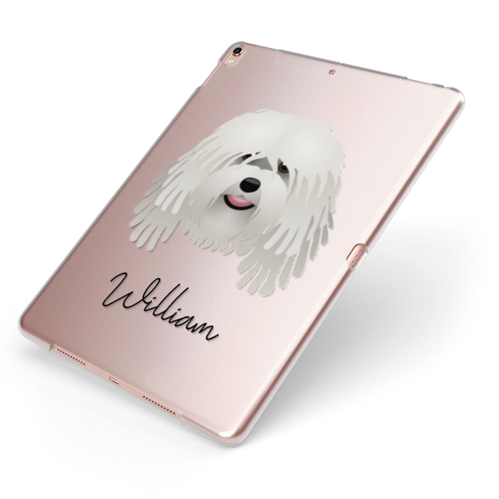 Bergamasco Personalised Apple iPad Case on Rose Gold iPad Side View
