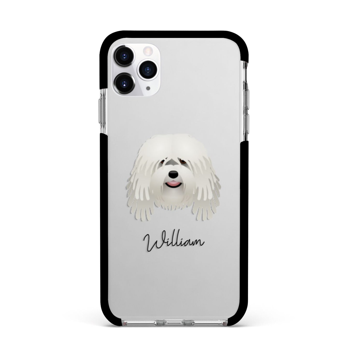 Bergamasco Personalised Apple iPhone 11 Pro Max in Silver with Black Impact Case