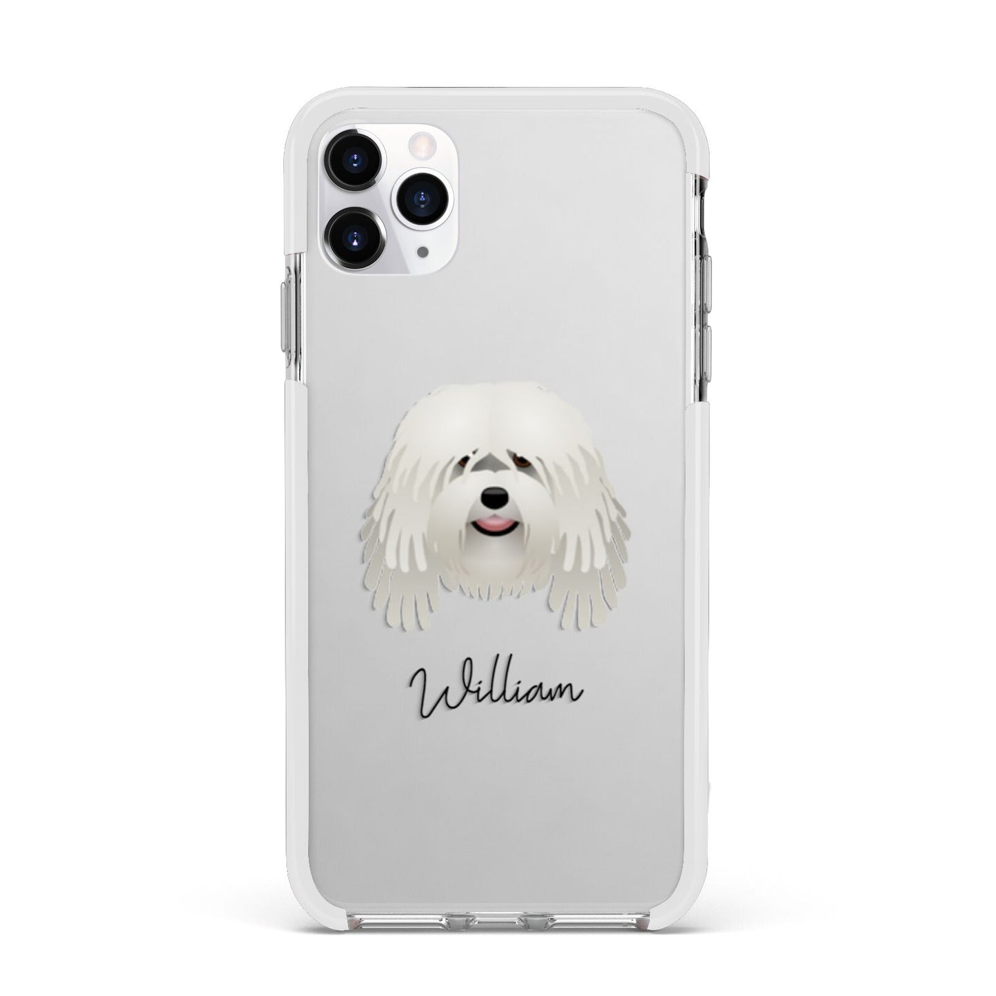 Bergamasco Personalised Apple iPhone 11 Pro Max in Silver with White Impact Case