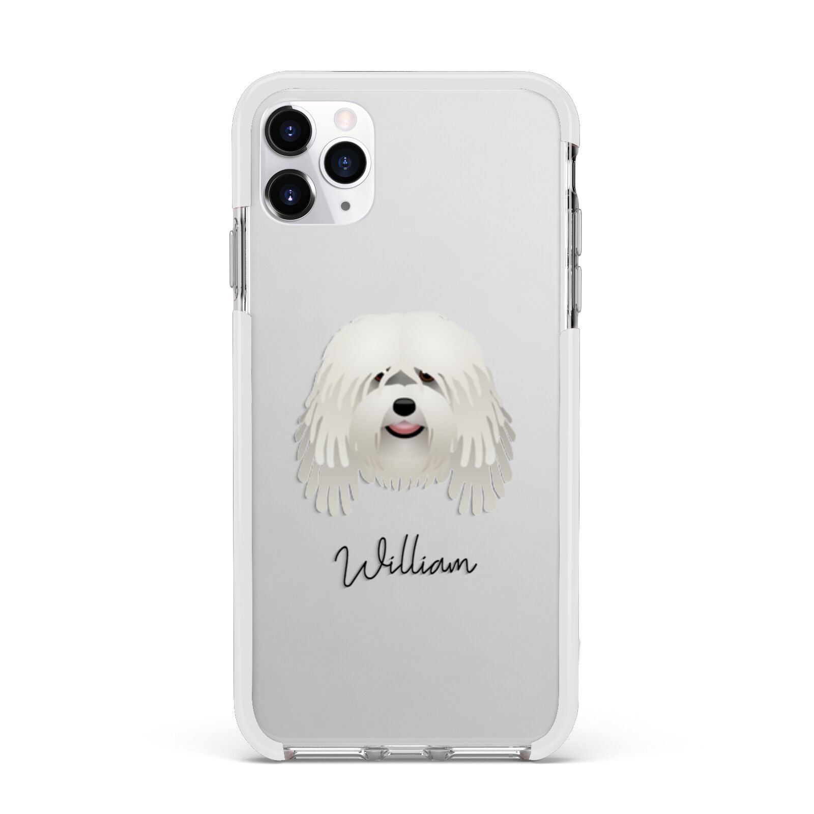 Bergamasco Personalised Apple iPhone 11 Pro Max in Silver with White Impact Case
