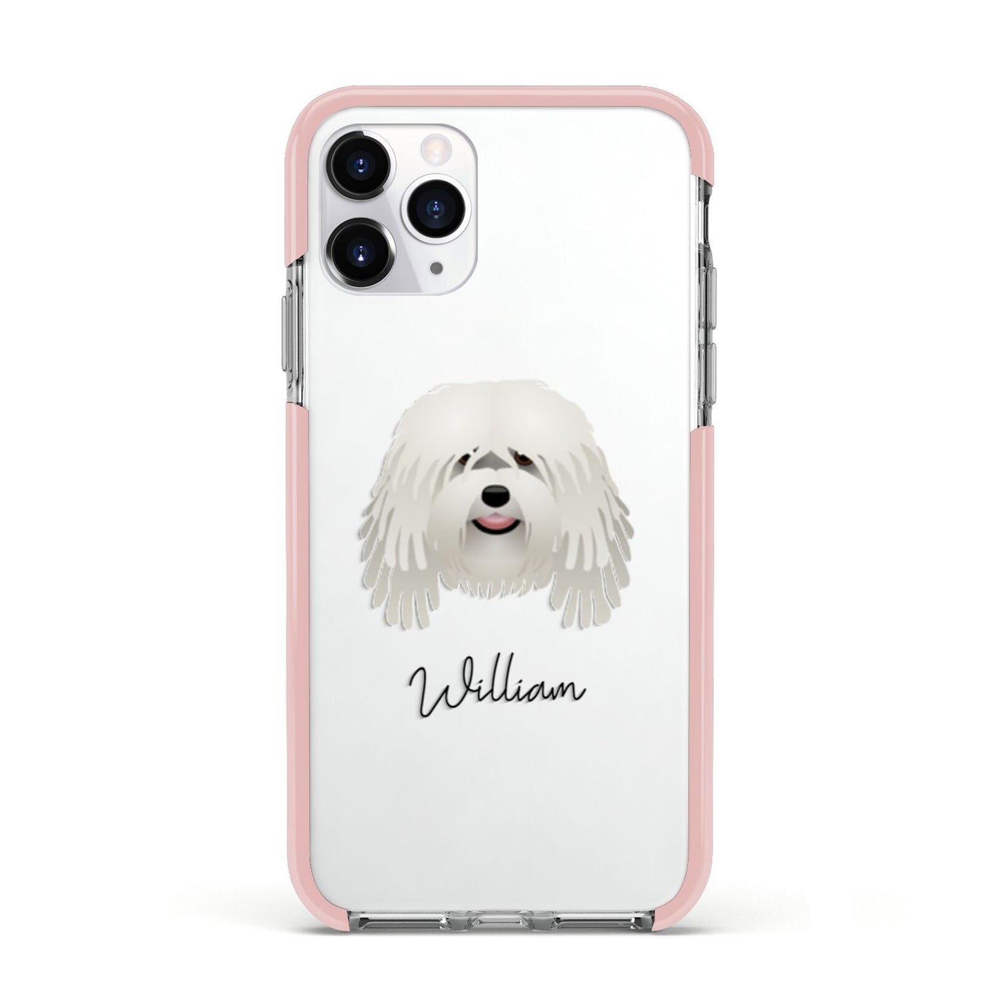 Bergamasco Personalised Apple iPhone 11 Pro in Silver with Pink Impact Case