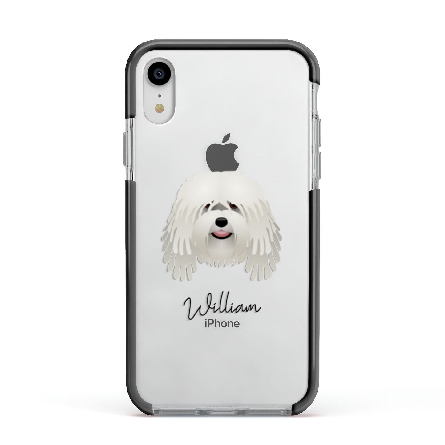 Bergamasco Personalised Apple iPhone XR Impact Case Black Edge on Silver Phone