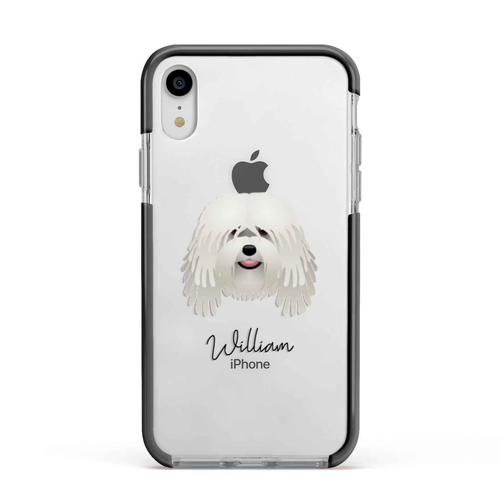 Bergamasco Personalised Apple iPhone XR Impact Case Black Edge on Silver Phone