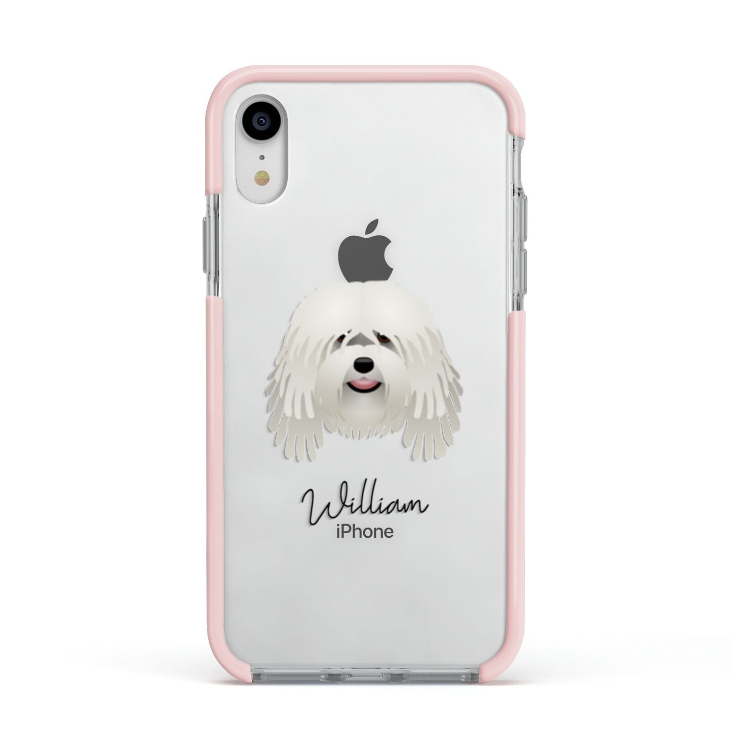 Bergamasco Personalised Apple iPhone XR Impact Case Pink Edge on Silver Phone
