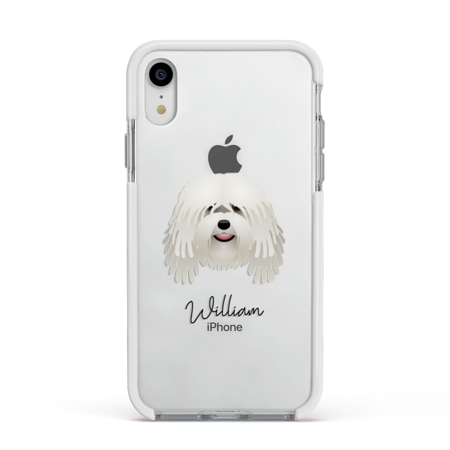 Bergamasco Personalised Apple iPhone XR Impact Case White Edge on Silver Phone