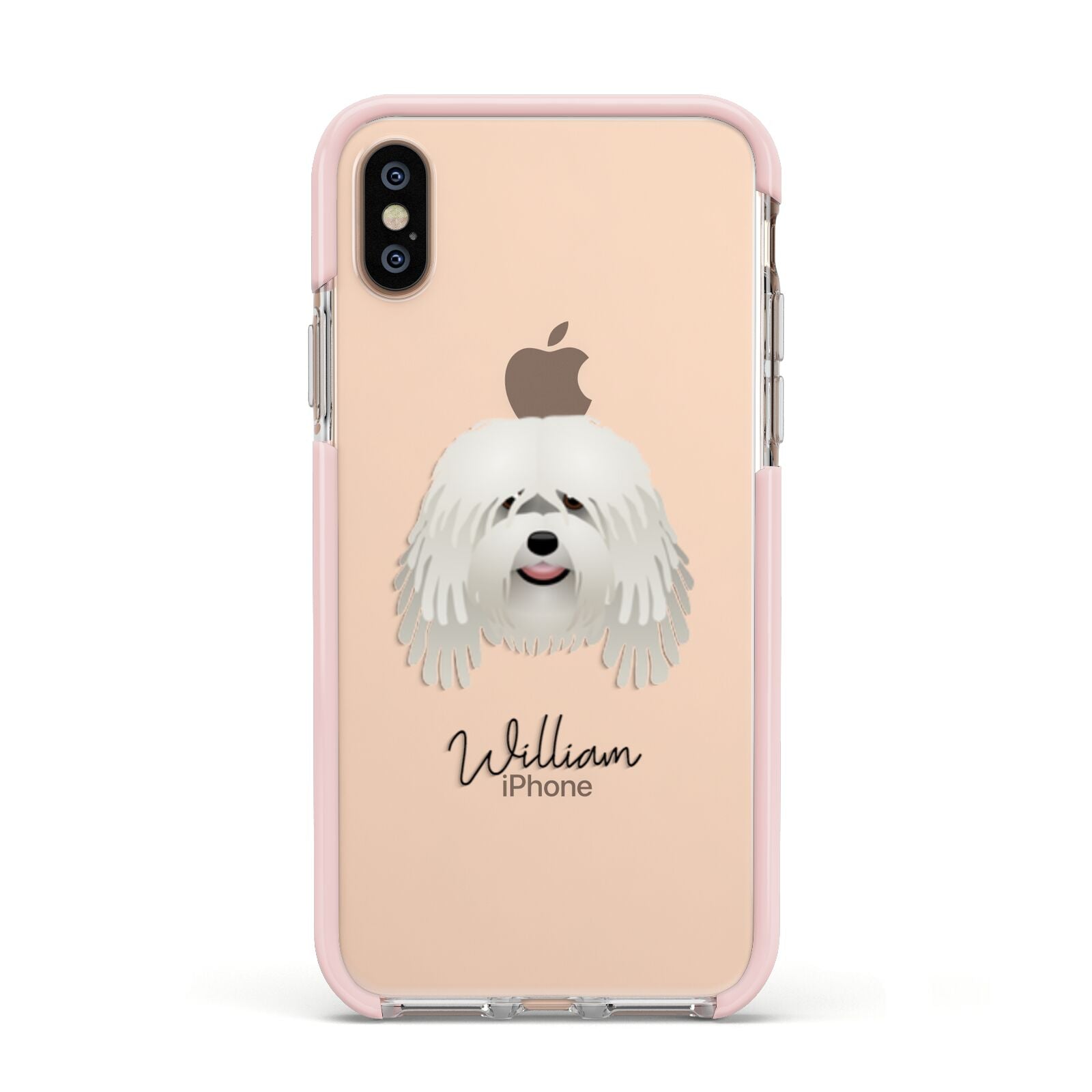 Bergamasco Personalised Apple iPhone Xs Impact Case Pink Edge on Gold Phone