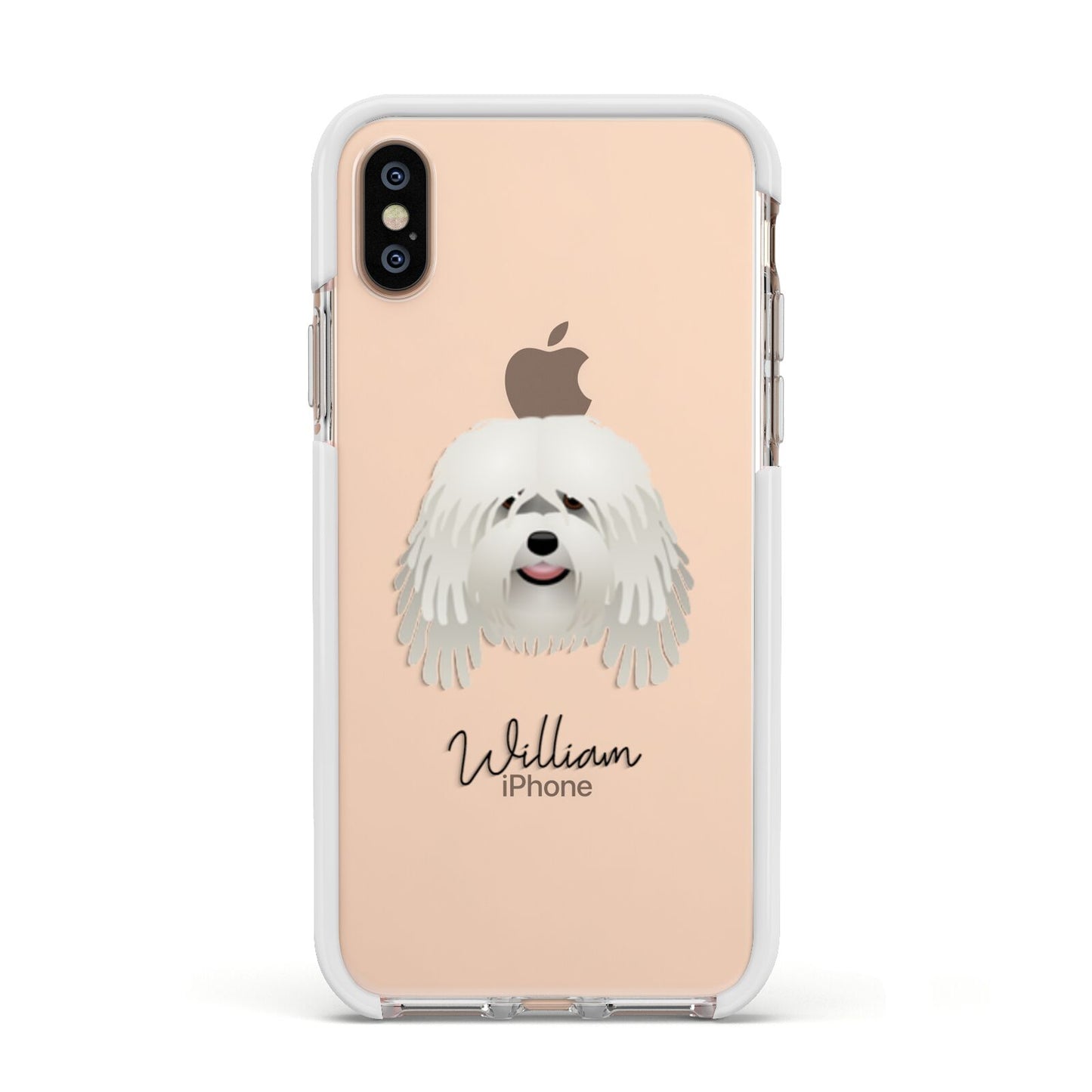 Bergamasco Personalised Apple iPhone Xs Impact Case White Edge on Gold Phone