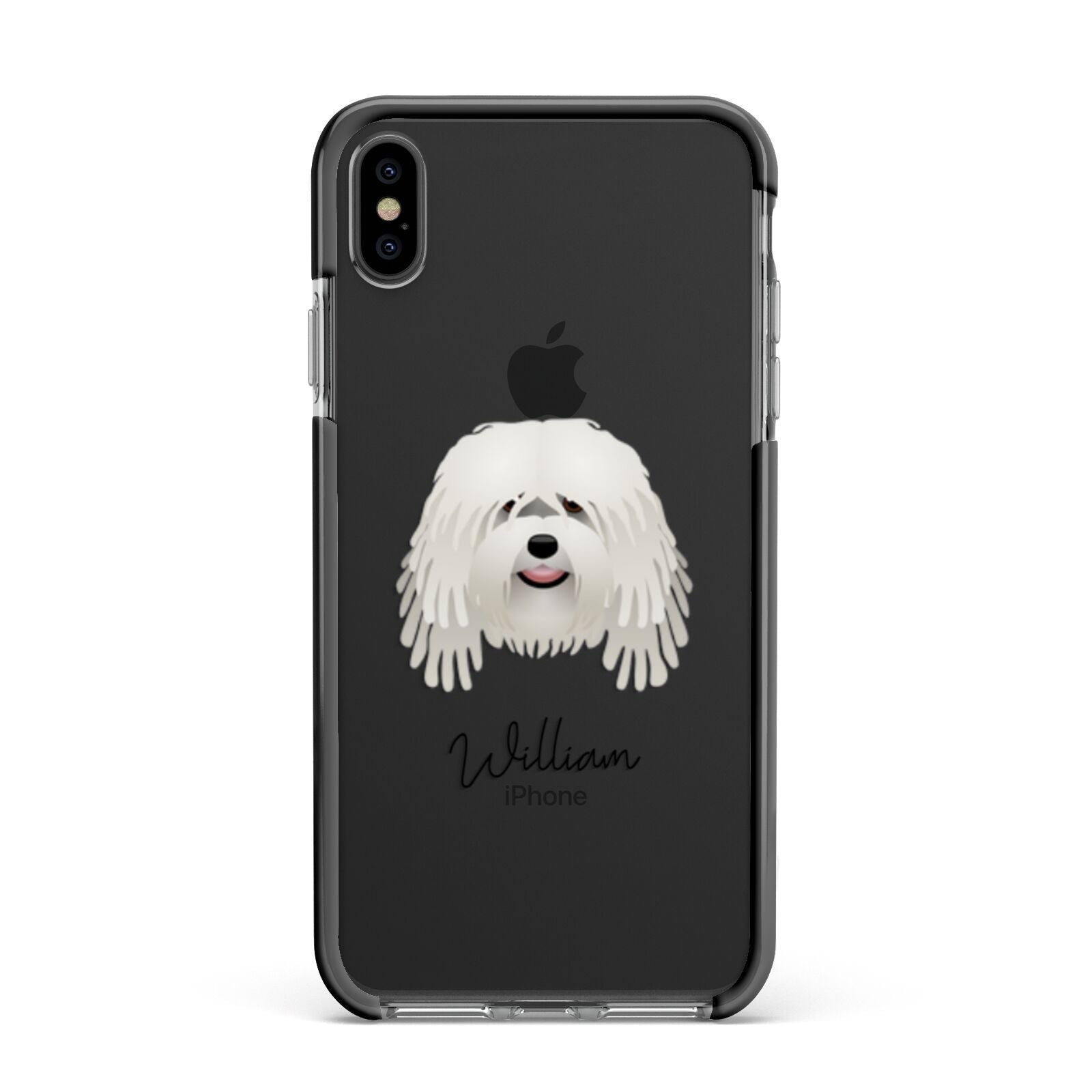 Bergamasco Personalised Apple iPhone Xs Max Impact Case Black Edge on Black Phone