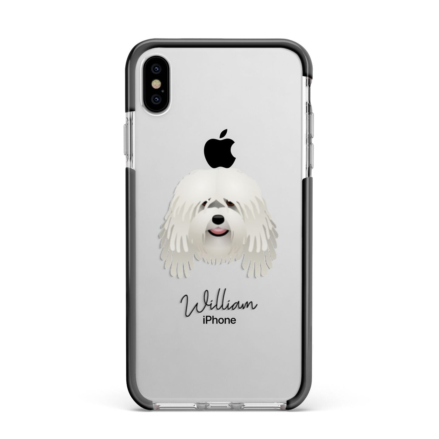 Bergamasco Personalised Apple iPhone Xs Max Impact Case Black Edge on Silver Phone