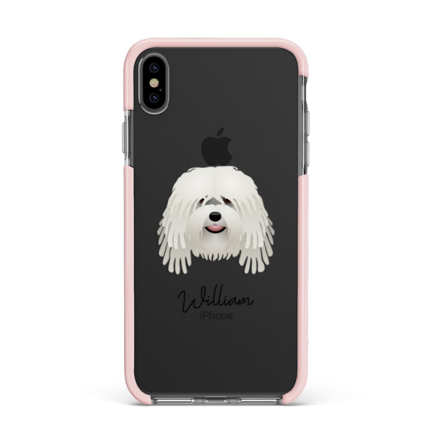 Bergamasco Personalised Apple iPhone Xs Max Impact Case Pink Edge on Black Phone
