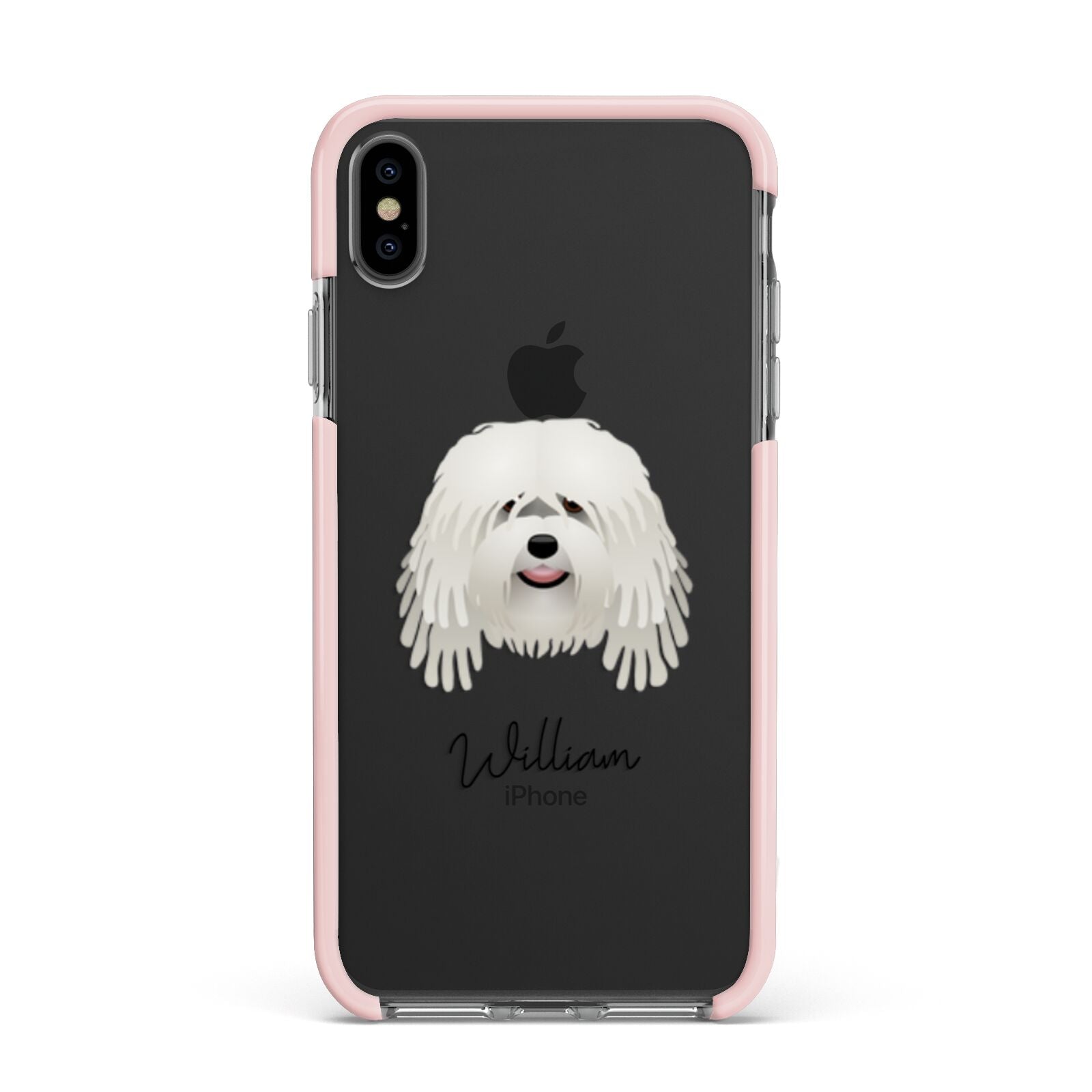 Bergamasco Personalised Apple iPhone Xs Max Impact Case Pink Edge on Black Phone