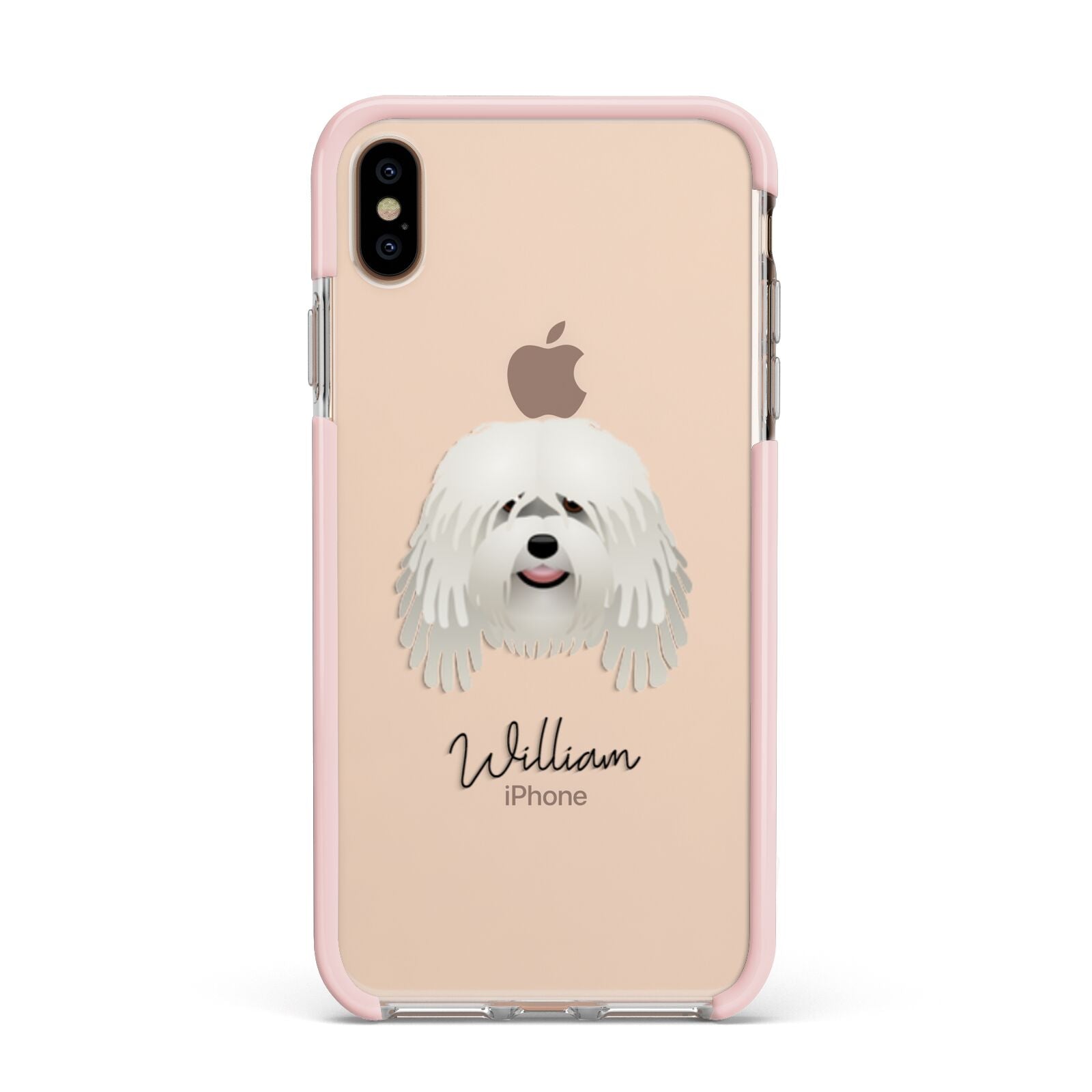 Bergamasco Personalised Apple iPhone Xs Max Impact Case Pink Edge on Gold Phone