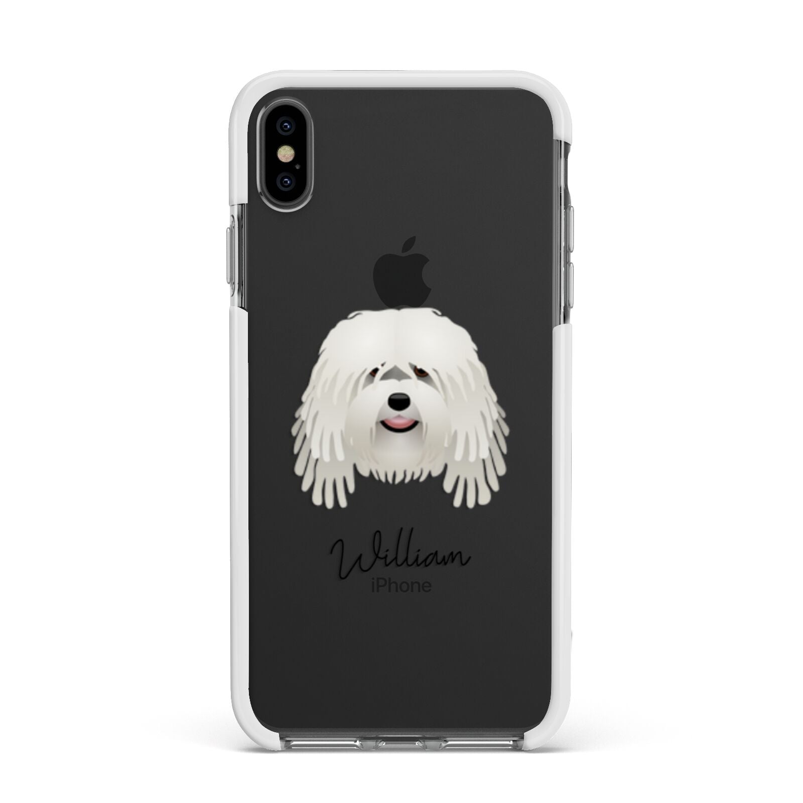 Bergamasco Personalised Apple iPhone Xs Max Impact Case White Edge on Black Phone