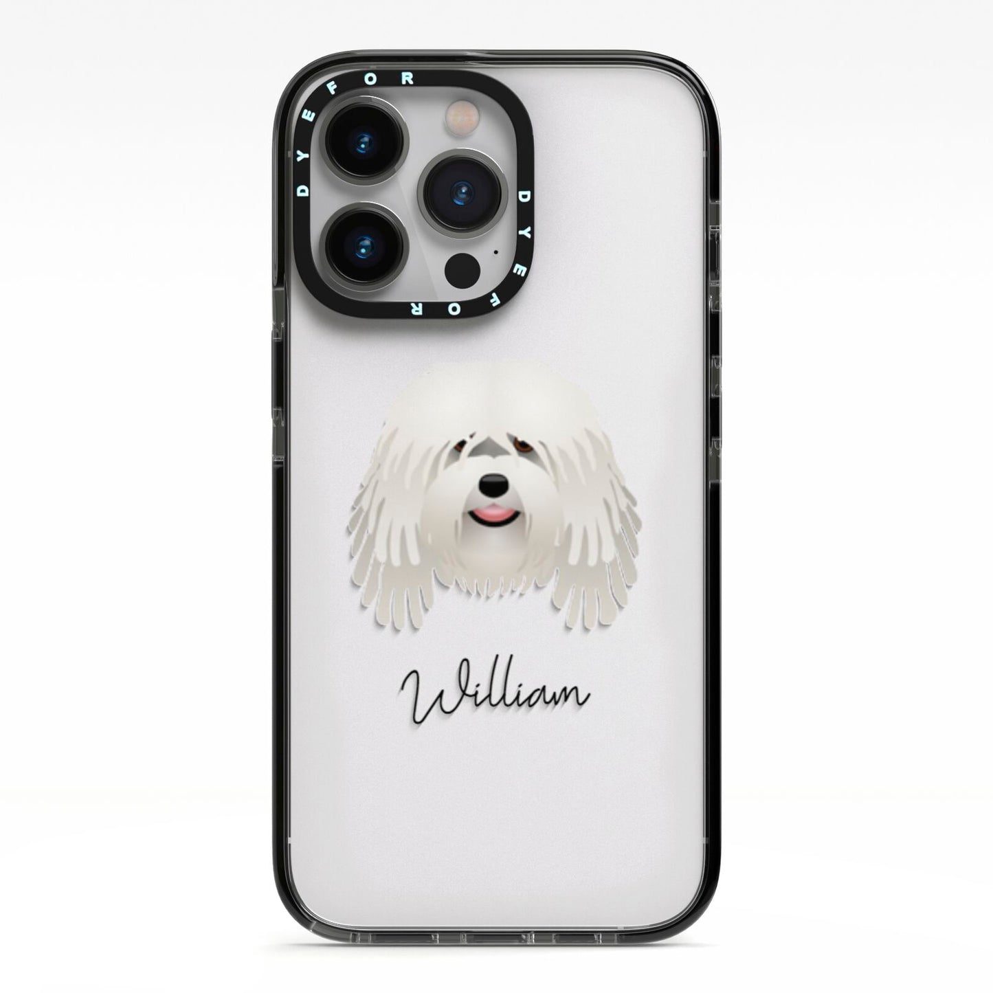 Bergamasco Personalised iPhone 13 Pro Black Impact Case on Silver phone